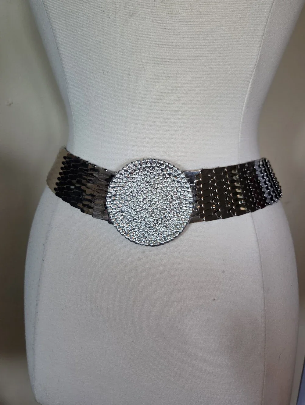 Vintage Silver Metallic Statement Belt